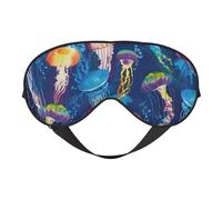 Colored Jellyfish Print Sleep Eye Mask Block Out Light,Fashion Blindfold for Women Men Plane Travel Nap