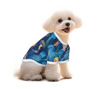 Colored Jellyfish Printed Everyday Soft Cotton Dog Short Sleeve T-Shirt for Chihuahuas & Teacup Puppies & Small Dogs Breeds Stretchy Cat Outfit