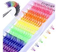 Colored Lash Clusters Individual Lashes D Curl 14mm 16mm Mixed 6 Colors Rainbow DIY Eyelash Extension Colorful Cluster Lashes Pack by EYDEVRO