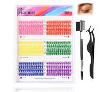 Colored Lash Clusters Kit With 6 Rainbow Colours Fluffy Individual Eyelash Extensions - 312PCS Reusable DIY False Lashes In 14-16MM Mixed Lengths Including Application Tools