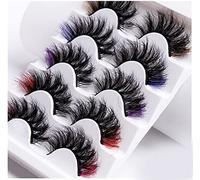 Colored Lashes,5D False Lashes with Color Faux Mink Eyelashes Wispies Fluffy Colored Eyelashes Dramatic Strip Lashes for Christmas Cosplay Costumes Fake Eyelashes 5 Pairs Pack(Mix color5)