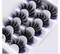 Colored Lashes, 5D False Lashes with Color Faux Mink Eyelashes Wispies Fluffy Colored Eyelashes Dramatic Strip Lashes for Christmas Cosplay Costumes Fake Eyelashes 5 Pairs Pack (Blue)