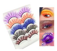 Colored Lashes Colorful Eyelashes Halloween Easter Faux Mink False Eye Lashes With Color Long Dramatic Party Fake Eyelashes Lashes Makeup Tools 5 Pairs(MQ307-15MM)
