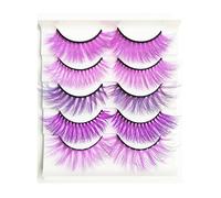 Colored Lashes Colorful Eyelashes Halloween Easter Faux Mink False Eye Lashes With Color Long Dramatic Party Fake Eyelashes Lashes Makeup Tools 5 Pairs(MQ307-15MM)