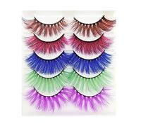 Colored Lashes Colorful Eyelashes Halloween Easter Faux Mink False Eye Lashes With Color Long Dramatic Party Fake Eyelashes Lashes Makeup Tools 5 Pairs(MQ307-15MM)