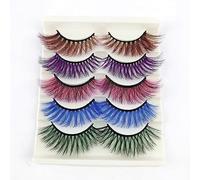 Colored Lashes Colorful Eyelashes Halloween Easter Faux Mink False Eye Lashes With Color Long Dramatic Party Fake Eyelashes Lashes Makeup Tools 5 Pairs(MQ307-15MM)