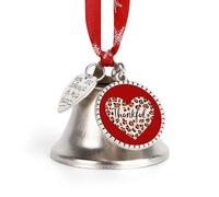 Colored Leopard Heart Thankful Funny Christmas Bell Ornaments Wing And Heart Christmas Bells with Red Rope for Weddings Parties