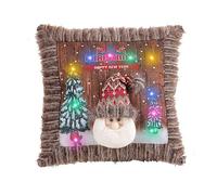 Colored Lights Christmas Glow Pillowcase Led Light Pillow Cover Creative Super Soft And Short Plush Cushion Cover Christmas Glow Pillow Creative Super Soft