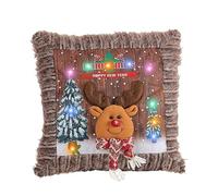 Colored Lights Christmas Glow Pillowcase Led Light Pillow Cover Creative Super Soft And Short Plush Cushion Cover Christmas Glow Pillow Creative Super Soft