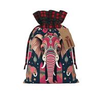 Colored Linen Bohemian Elephant Pattern Print Gift Bag With Binding Edge For Christmas,Wedding,Birthday Gift Bags M