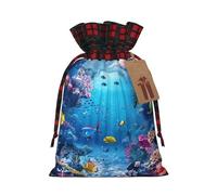 Colored Linen Colorful Ocean Theme Print Gift Bag With Binding Edge For Christmas,Wedding,Birthday Gift Bags S