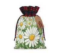 Colored Linen Daisy Print Gift Bag With Binding Edge For Christmas,Wedding,Birthday Gift Bags S