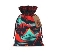 Colored Linen Volcano Bloom Print Gift Bag With Binding Edge For Christmas,Wedding,Birthday Gift Bags M