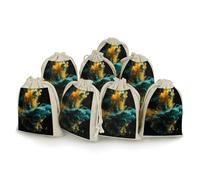 Colored Liquid Bunches Pocket Cotton And Hemp with Drawstring 8 Pieces Reusable Gift Bags Jewelry Pouch for Wedding DIY Craft Party (4.9 X 6.7 Inch)