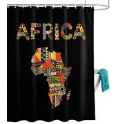 Colored Maps Shower Curtain for Bathroom, Africa Plates Red Green Geometric Abstract Waterproof Cloth Fabric Bathroom Accessories Set with 12 Rust Proof Plastic Hooks, 60” x 72”