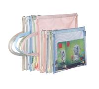 Colored Mesh Zipper Pouch Bags, 10A4&10A5 Single-Layer Nylon Puzzle Building Block Sets Toy Storage & Organization, Breathable See Through Zipper Pouch with Handle for School Office Games