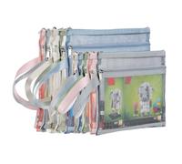 Colored Mesh Zipper Pouch Bags, 5pcs A4&5pcs A5 Double-Layer Nylon Puzzle Building Block Sets Toy Storage & Organization, Breathable See Through Pouch with Handle pocket for School Office Games