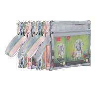 Colored Mesh Zipper Pouch Bags, Double-Layer Nylon Puzzle Building Block Sets Toy Storage & Organization, Breathable See Through A4 Zipper Pouch with Handle for School Office Games (A5-2Layers)