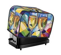 Colored Mosaic Wine Glass Toaster Cover 2 Slice Kitchen Small Appliance Covers With Pockets Dust And Fingerprint Protectio