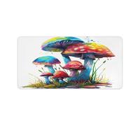 Colored Mushrooms Desk Mat Anti-Slip Big Mousepad Keyboard Pad Mouse Mat for Computer Extended Mouse Pad for Gaming Desk Blotter Waterproof Writing Pads for Office and Home