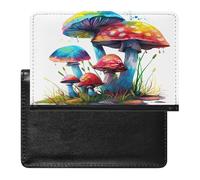 Colored Mushrooms Passport Holder with Card Slots Portable Passport Cover Compact Waterproof Passports Protector