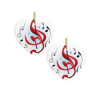 Colored Music Heart Shaped Christmas Tree Pendants, Ceramic Decorations, Personalized Christmas Ornaments, Novel