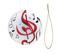 Colored Music Print Christmas Tree Ceramic Hanging Round Shaped Christmas Tree Pendants Family Gatherings Holiday Party Decor.