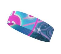 Colored Musical Notes Sports Sweatband 15" Polyester Hairband Absorbent Quick-Dry Headband for Running, Yoga