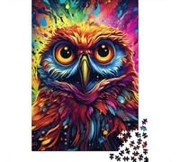 Colored Owl 500 Piece Jigsaw Puzzle | Jigsaw Puzzle | Sustainable Puzzle for Adults | Premium 100% Wooden Puzzle | Fun Games 500pcs (52x38cm)