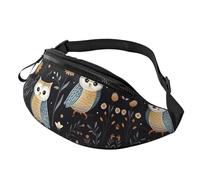 Colored Owls Print Fanny Pack for Women Men, with Adjustable Strap, Lightweight Waterproof Waist Bag for Sport Walking Running
