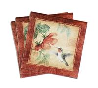Colored Paper Cocktail Napkins, 20 Count Shabby Chic Napkins for Wedding, Dinner Tea Party Shower, Hummingbird & Flower