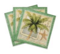 Colored Paper Cocktail Napkins, 20 Count Shabby Chic Napkins for Wedding, Dinner Tea Party Shower, Stamp Sun&Sea