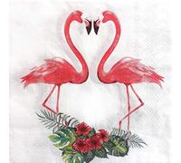 Colored Paper Napkins, 20 dig Shabby Chic Napkins for Wedding, Dinner Tea Party Shower Cocktail Napkins (Flamingo & Flower)