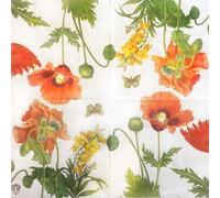 Colored Paper Napkins, 20 dig Shabby Chic Napkins for Wedding, Dinner Tea Party Shower Cocktail Napkins (Poppy Flower)