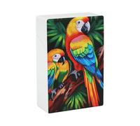 Colored Parrot Cigarette Case, Plastic Waterproof Shockproof, Airtight Push Open Cigarette Box, Capacity King Size Cigarette Holder, Portable Cigarette Container for Outdoor Travel Camping Office