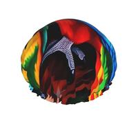 Colored Parrot Shower Cap for Women Men Large Waterproof Shower Bonnet Elastic Band Bathing Hair Hat Spa Salon Caps Double Layered Reusable Bath Caps for Long Hair, Braids