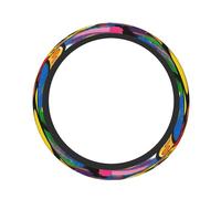 Colored Patchwork Little Turtle 15 Inch Print Elastic Steering Wheel Cover Universal, Anti-Slip Elastic Breathable Soft Rubber Car Steering Wheel Protective Cover.