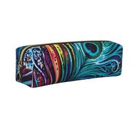 Colored Peacock Leather Pencil Case Stationery Bag Pen Holder for Work & Office Zippered Pen Pouch