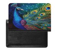 Colored Peacock Passport Holder Vaccine Card Holder Travel Document Organizer Credit Card Organizer for Women/Men