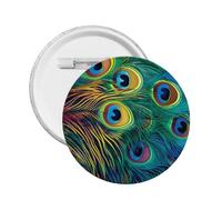 Colored peacock -Print Custom Round Enamel Pin - Alloy Metal Lapel Badge For Jacket, Bag, Gift Idea.