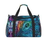 Colored Peacock Printed Hand-Held Travel Bag, Personal Belongings, Sports and Fitness Bag, Long-Distance Travel
