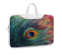 Colored Peacock Printed Leather Shoulder Messenger Bag Briefcase for Men Women Travel Business Office Hangbag Laptop Pack Crossbody