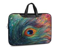 Colored Peacock Printed Leather Shoulder Messenger Bag Briefcase for Men Women Travel Business Office Hangbag Laptop Pack Crossbody