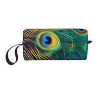 Colored Peacock Printed Travel Makeup Bag Portable Cosmetic Bag Makeup Case Toiletry Handbag Organiser for Women