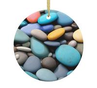 Colored Pebbles Print 2.9in Ceramic Christmas Tree Ornament Xmas Pendants Hanging Decor Home Festive