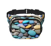 Colored Pebbles print Fanny Pack Waist Packs with Extender for Men Women, Waist Bag Hip Pack with Zipper Pockets, Black, One Size