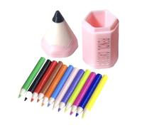 Colored Pencils Set, 12 Piece Mini Collectible with Holder, Small Decorative Pencils for Shelf, Study, Computer Table, Bedroom, Apartment, College Dorm