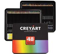 Colored Pencils Set of 48 - Pre-Sharpened Nontoxic Art Supplies for Kids and Adults - Soft and Thick Oil Based Leads - 48 Colors in Tin Box - by Creyart