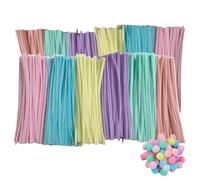 Colored Pipe Cleaners - 200X Fuzzy Craft Wire | Chenille Stems Bending Sticks Kids With 20X Hair Balls, Creative Handmade Décor Twisting Shapes Modeling Projects Party Decoration Pack With Pom