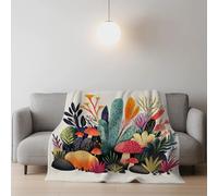 Colored Plants Hand-drawn Fresh Fairytale Blanket Fluffy Soft Warm Warm Bed Blanket for Couch Sofa Bed for All Season Queen (200 x 200 CM)